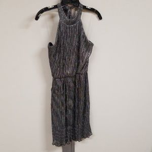 Metallic halter cocktail dress